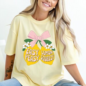 Easy Peasy Lemon Squeezy Shirt, Comfort Colors Cute Lemon Tee, Pastel Aesthetic Shirt, Positive Vibes Graphic Tee, Summer Fruit Shirt