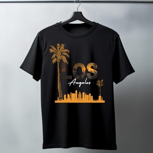 Los Angeles City Skyline T-Shirt , Retro California Palm Tree Graphic Tee , Summer LA Travel Shirt , West Coast Urban Streetwear