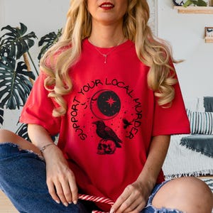 Support Your Local Murder Shirt for Crow Lovers, Nature Lovers, Funny Crow Shirt, Goblincore Shirt, Lunar Phase Shirt