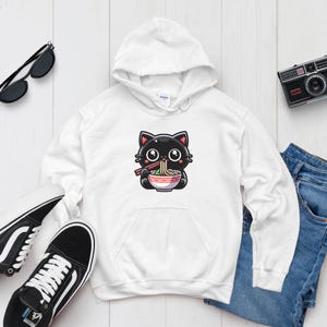Noodle Cat Hoodie, Cat Sweatshirt, Ramen Cat, Cat Mom Hoodie, Cat Hoodie, Cat Lover Hoodie, Animal Lover , Cat Lovers , Gift for Mom