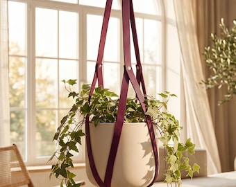 100% Genuine leather plant hanger, Custom leather plant hanger, Leather indoor plant hanger, Leather plant holder,Leather plant hanger strap