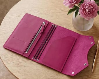100% Genuine leather journal cover, Refillable leather notebook cover, Notebook cover with pockets, Custom leather journal, A5 journal cover