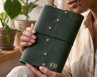 Engraved leather journal cover, Personalized journal cover, Custom leather notebook A5, Refillable notebook cover, Travel leather notebook