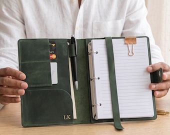 Leather 3 ring binder, Personalized leather binder, A5 leather binder, A4 leather planner, Custom leather 3 ring binder, Refillable notebook