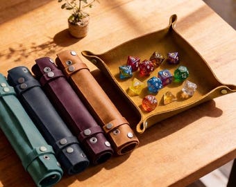 100% Genuine leather dice tray, Leather dice rolling tray personalized, Custom leather dice tray, Leather DnD dice tray, Foldable dice tray