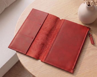 100% Genuine leather journal insert, Zipper pouch insert travelers notebook, A5 planner insert personalized, Leather notebook pocket insert