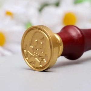 Totenkopf Wachssiegel Stempelkopf, Totenkopf Wachssiegel Stempelkopf mit Holzgriff, Wachssiegel Set, Vintage Stil Stempel