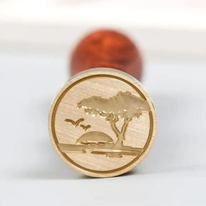 Sunset in Afric Wax Seal Stamp Head, Sunset in Africa Wax Stamp Head With Wooden Handle, Sunset in Africa Wax Seal Set