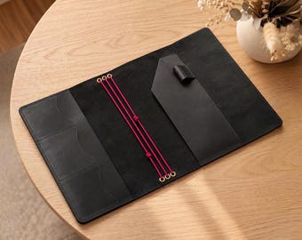 Trifold leather notebook refillable, Personalized leather journal, Travel leather journal A6, A5 Leather journal case, Notebook with pockets