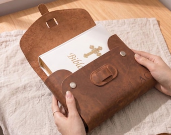 Estuche para Biblia 100% de cuero genuino, funda para Biblia de cuero, cubierta para Biblia de cuero personalizada, estuche para Biblia de tamaño personalizado, estuche para Biblia de cuero