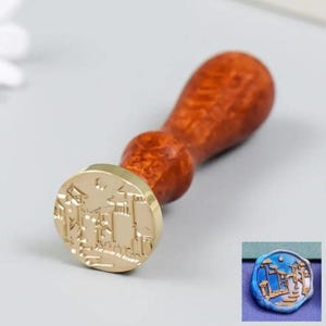 City Street Wachssiegel Stempel Kopf, City Street Wachsstempelkopf Mit Holzgriff, City Street Wachssiegel-Set, City Street Wachsstempel