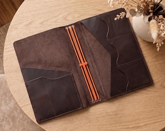 Trifold leather notebook cover, Bound leather journal refillable, Traveler leather notebook A5, A6 Leather journal cover, Leather planner A4
