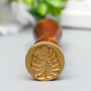 Cabezal de sello de cera de hoja de Monstera, cabezal de sello de cera de hoja de Monstera con mango de madera, juego de sellos de cera, sello de estilo vintage, sello de cera de hoja de Monstera