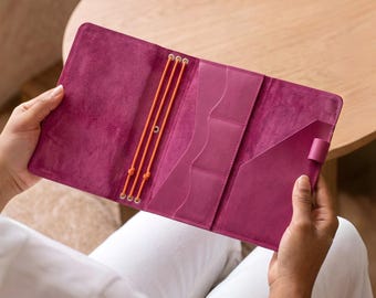 Leather personalized journal, Traveler notebook cover A5,Refillable journal cover A6, B5 Leather notebook cover, Planner with pockets A5