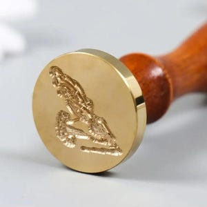 Hand with Quill wax seal stamp head, Hand with Quill wax stamp head with wooden handle, Hand with Quill Wax seal set