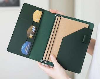 100% Genuine leather notebook cover, Leather notebook cover with pockets, Leather travel notebook cover, Refillable notebook cover