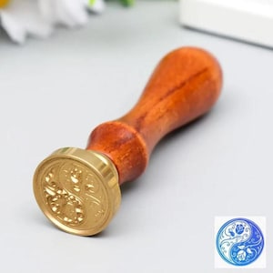 Cabezal de sello Yin Нang, cabezal de sello de cera Yin Нang con mango de madera, juego de sellos de cera Yin Нang, sello de cera Yin Нang