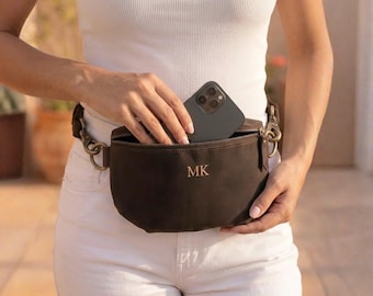 100% Genuine leather bumbag, Personalized leather fanny pack, Leather waist bag, Leather phone bag, Leather hip bag women, Custom fanny pack