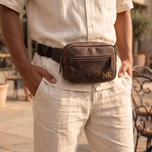 100% Genuine leather bumbag men, Custom leather fanny pack men, Personalized leather fanny pack, Leather waist bag men,Leather chest bag men image 11