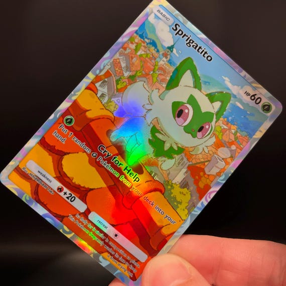 Sprigatito Holographic Pokmon TCG Pocket Self Made Card - Sharp Details! -  Etsy