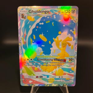 Carta de bolso holográfica Pokémon TCG da Gholdengo feita por você mesmo - Detalhes nítidos!