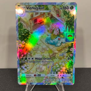 Carta de bolso holográfica do Pokémon TCG Venusaur feita por você mesmo - Detalhes nítidos!