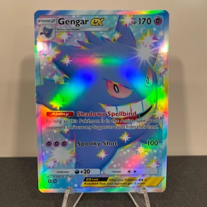 Carta de bolso feita por você mesmo do Pokémon Holográfico TCG Gengar ex Shiny - Detalhes nítidos!