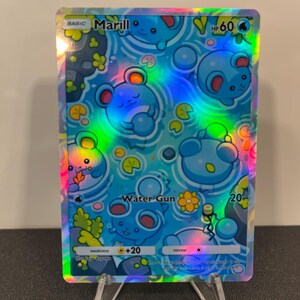 Carta de bolso Marill Holográfica Pokémon TCG feita por você mesmo - Detalhes nítidos!