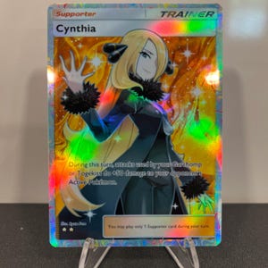 Cynthia Full Art Trainer Holográfico Pokémon TCG Carta de bolso feita por você mesmo - Detalhes nítidos!