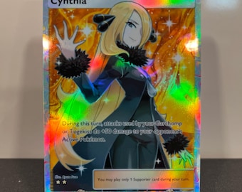 cynthia's pokemon cards Cynthia Full Art Trainer Holographic Pokémon TCG Pocket Self Made Card -  Sharp Details!