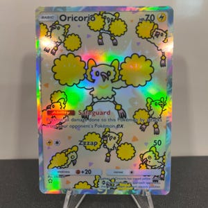 Carta de bolso holográfica Pokémon TCG da Oricorio feita por você mesmo - Detalhes nítidos!