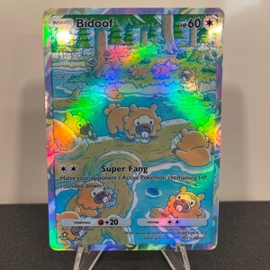 Carta de bolso holográfica Pokémon TCG Bidoof feita por você mesmo - Detalhes nítidos!