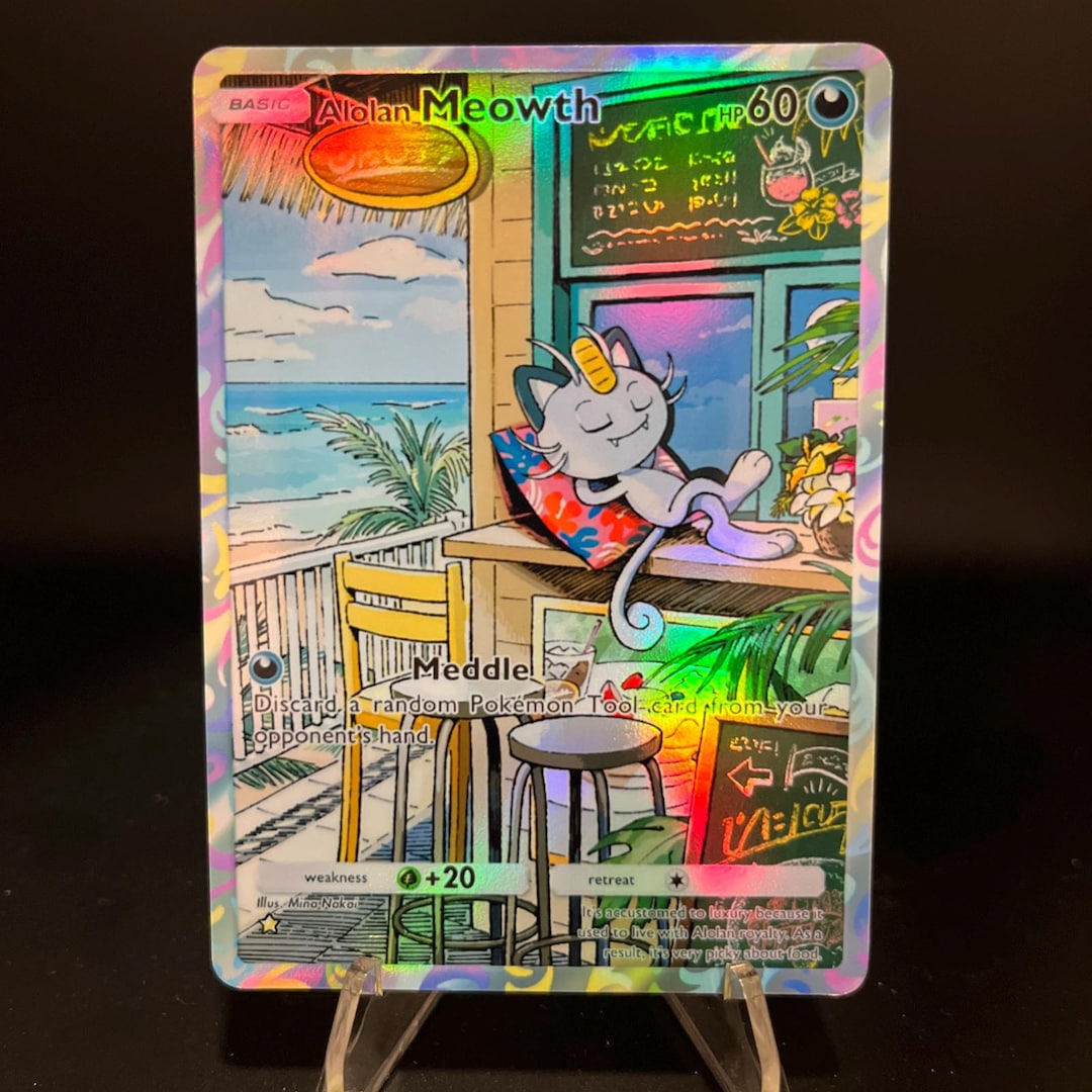 Alolan Meowth Holographic Pokmon TCG Pocket Self Made Card - Sharp Details! - Etsy Alolan Meowth Holographic Pokmon TCG Pocket Self Made Card - Sharp Details! - Etsy
