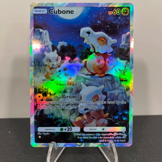 Cubone Holographic Pokmon TCG Pocket Self Made Card - Sharp Details! - Etsy