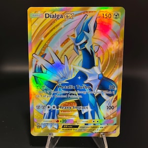 Carta de bolso Dialga ex Crown Rare Gold Holographic Pokémon TCG feita por você mesmo - Detalhes nítidos!