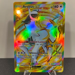 Carta de bolso Pokémon holográfica rara dourada Arceus ex Crown feita por você mesmo - Detalhes nítidos!