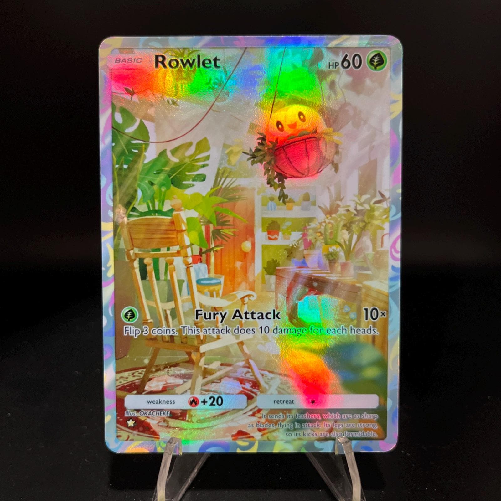 Rowlet Holographic Pokmon TCG Pocket Self Made Card - Sharp Details! - Etsy