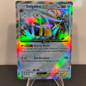 Carta de bolso holográfica Pokémon TCG Solgaleo ex 4-Diamond feita por você mesmo - Detalhes nítidos!