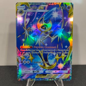 Carta de bolso holográfica Pokémon TCG Lunala ex Alt Art feita por você mesmo - Detalhes nítidos!