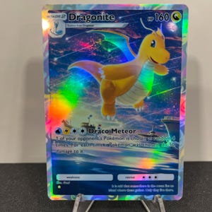 Carta de bolso Dragonite Holográfica Pokémon TCG feita por você mesmo - Detalhes nítidos!