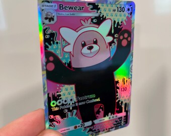 bear pokemon card Bewear Holographic Pokémon TCG Pocket Self Made - Sharp Details! Roaring Skies Type Pikachu [Build A Bear] #20
