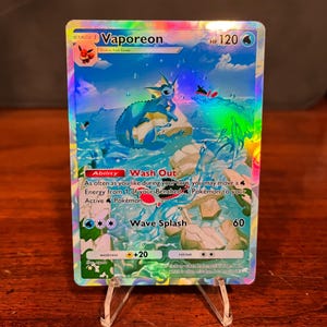Pokémon TCG Pocket Vaporeon Ilustração Holográfica Rara Carta Feita por Você Mesmo