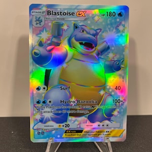 Carta de bolso holográfica Pokémon TCG Blastoise brilhante feita por você mesmo - Detalhes nítidos!