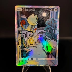 Carta de bolso Pokémon Holográfica Meowth feita por você mesmo - Detalhes nítidos!