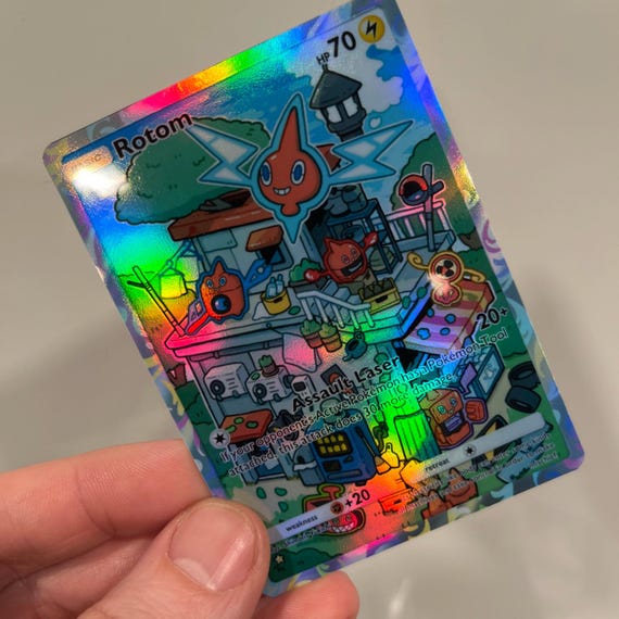 Rotom Holographic Pokmon TCG Pocket Self Made Card - Sharp Details! - Etsy