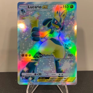 Revelry Brilhante Lucario ex Cartão Holográfico Impresso Pokémon Jogo de Cartas Colecionáveis Bolso
