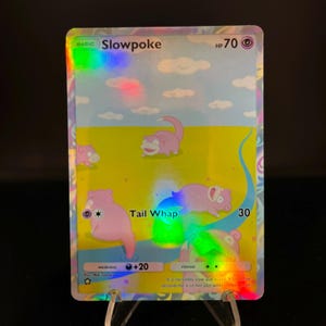 Carta de bolso Pokémon Holográfico TCG Slowpoke feita por você mesmo - Detalhes nítidos!