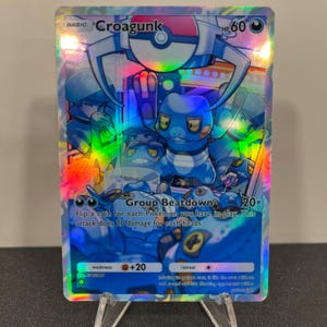 Carta de bolso Croagunk Holográfica Pokémon TCG feita por você mesmo - Detalhes nítidos!