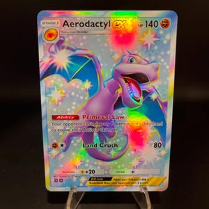 Carta de bolso Pokémon Holográfico TCG Aerodactyl ex brilhante feita por você mesmo - Detalhes nítidos!