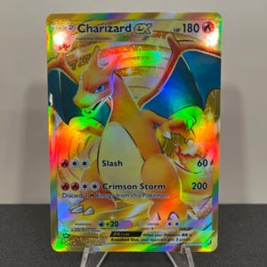 Charizard ex Crown Raro Dourado Holográfico Pokémon TCG Carta de Bolso Feita por Você Mesmo - Detalhes Nítidos!